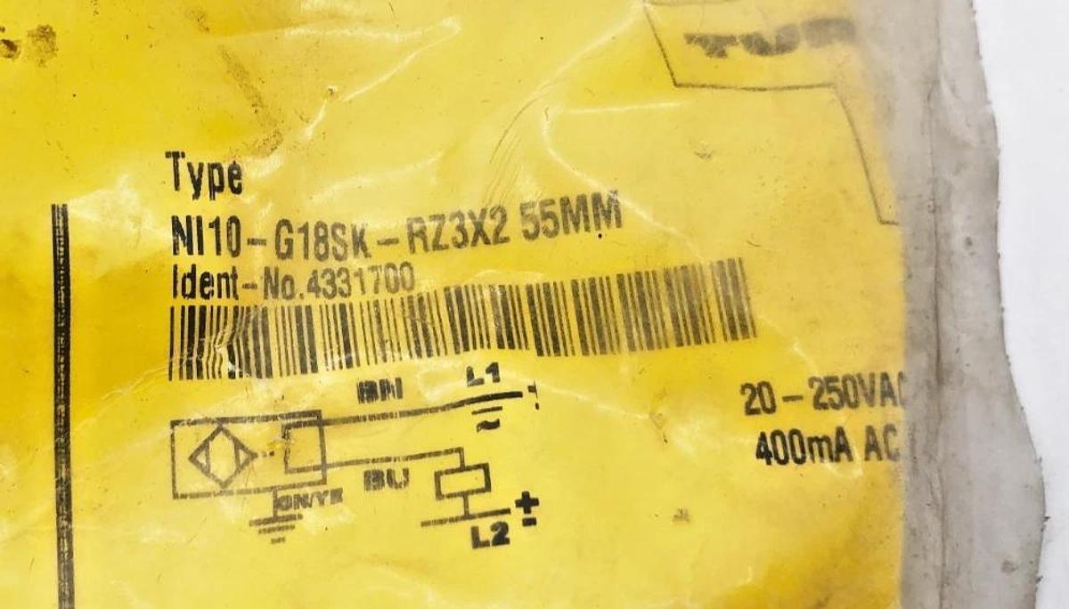 New Turck NI10-G18SK-RZ3X2 55MM Proximity Sensor 20-250VAC 4331700 - No Box