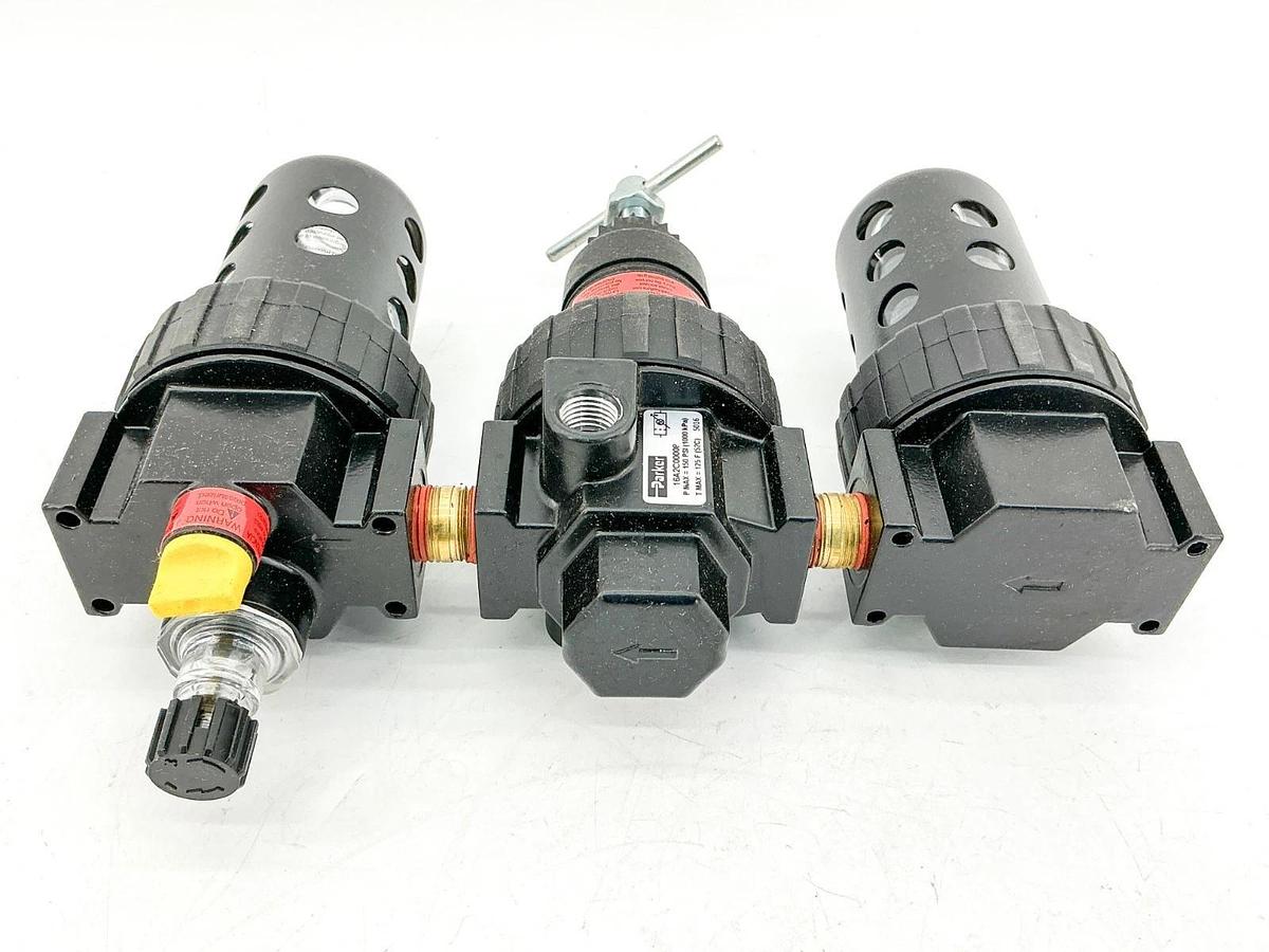 New Parker 16A2C00008 Pneumatic Filter 3 Piece Combo 150PSI 125F 3/8"