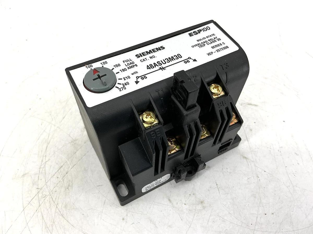 New Siemens 48ASU3M30 Ser C Overload Relay Solid State 3PH 50/60HZ 100-270FLA