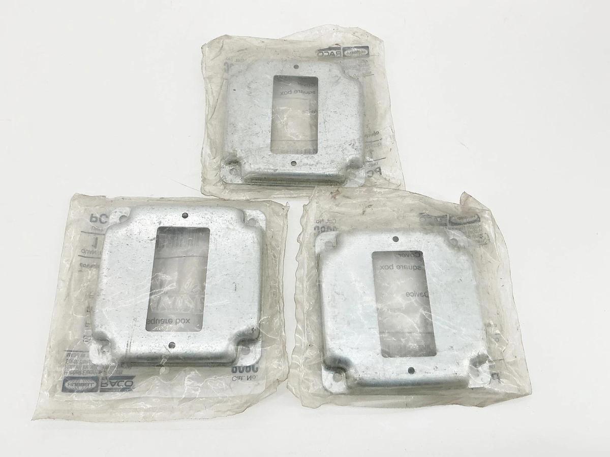 New Lot of 3 Hubbell 808C ExposedWork Cover 4” Square 1/2” Raised