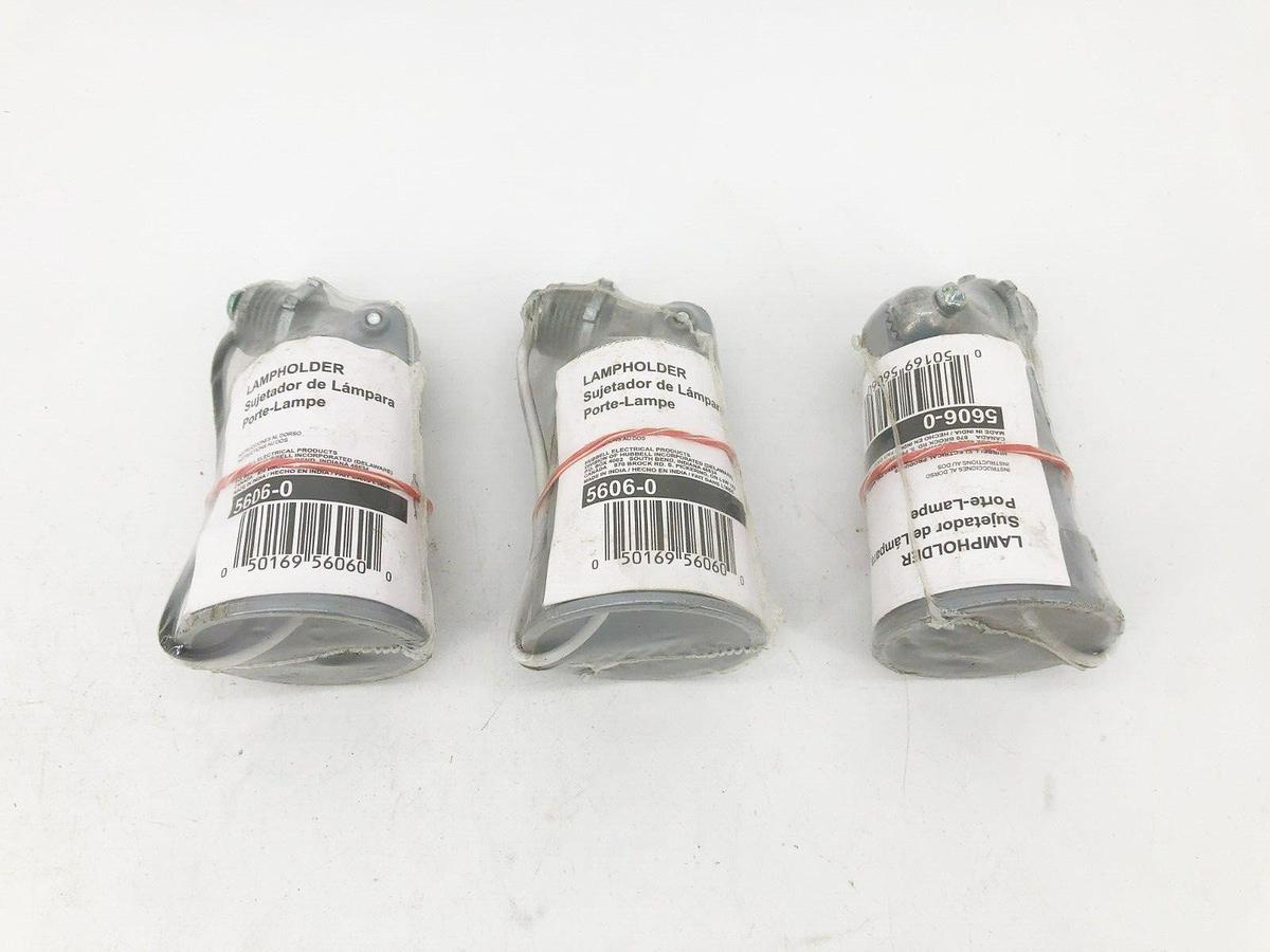 Lot of 3 New Hubbell 5606-0 Weatherproof Lampholders 75-150 Watt Gray