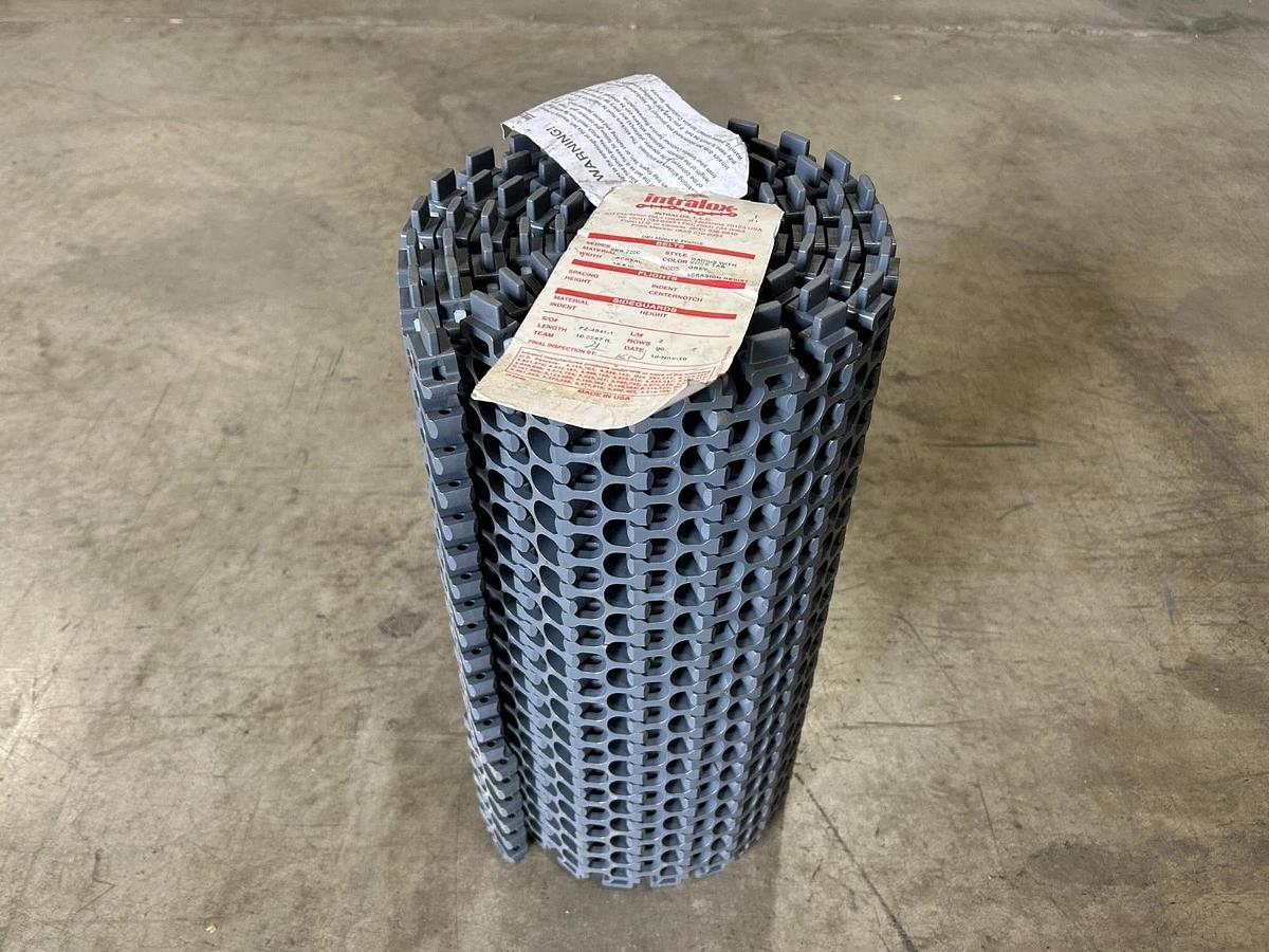 New Intralox 2200 Series Acetal Grey Radius w/ Edge Tab 19.9" W x 9 FT. - No Box