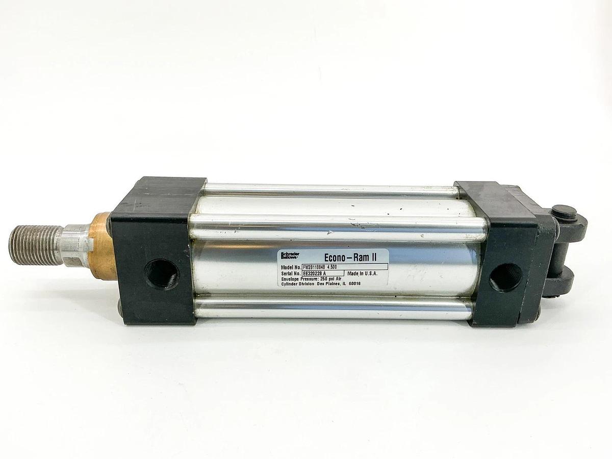 Used Schrader Bellows FW2B11884B 4.500 Pneumatic Cylinder 4.5" Stoke 2" Bore 250PSI