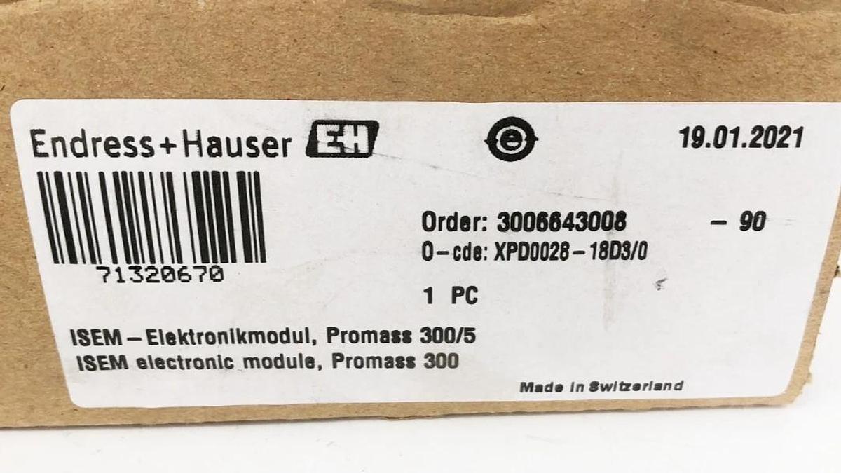 New Endress + Hauser XPD0028-18D3/0 ISEM Module Promass 300/500 71320670
