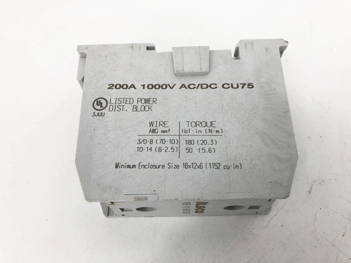 New Ilsco PDE-11-3/0-CU Power Distribution Block 200A 1000VAC/DC - No Box