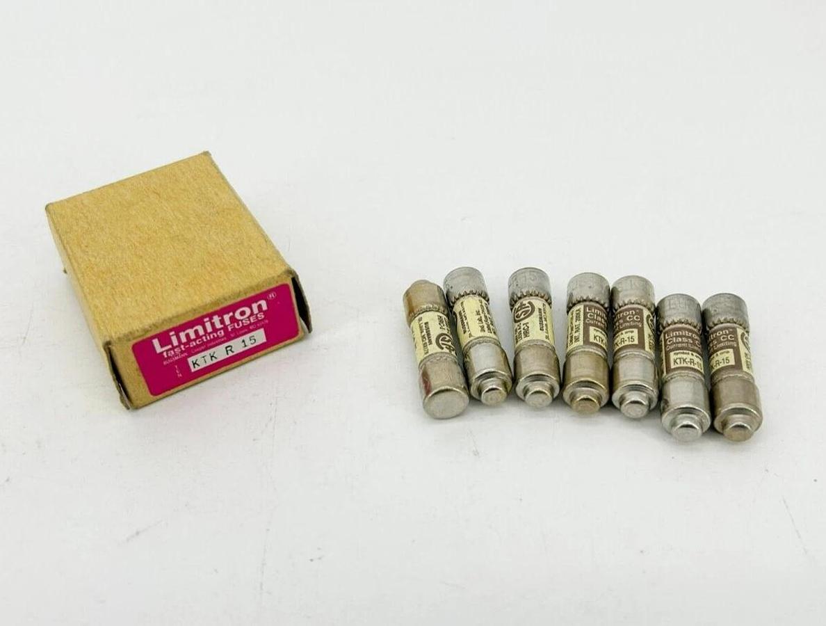 Lot of 7 New Bussmann Limitron KTK-R-15 Fast Acting Fuses 15A 600V Class CC