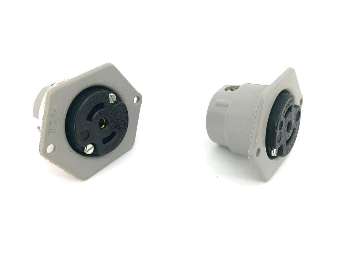 Lot of 2 New P&S ML314 Lock Flanged Midget Outlets 3P3W 15A 125/250