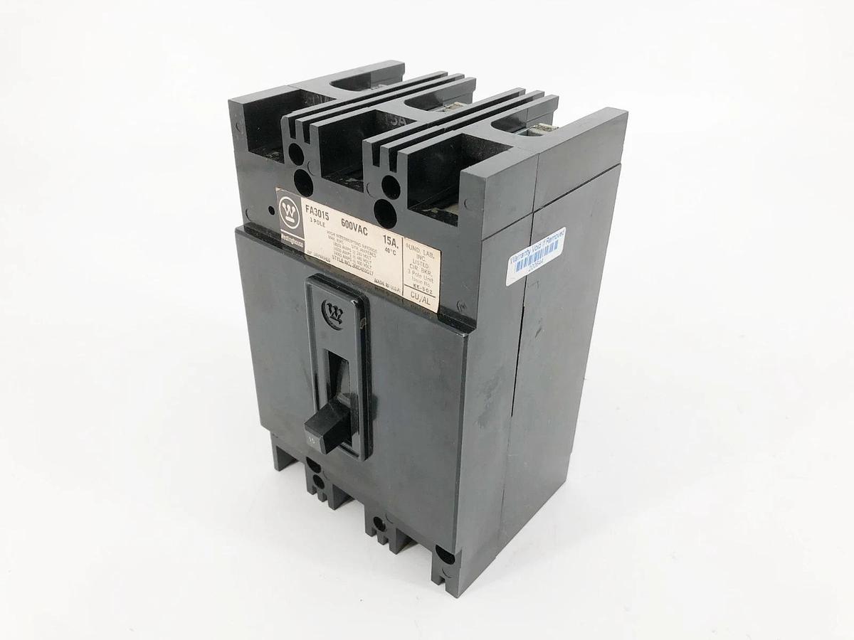 New Westinghouse FA3015 Circuit Breaker 15A 600VAC 3 Pole - No Box