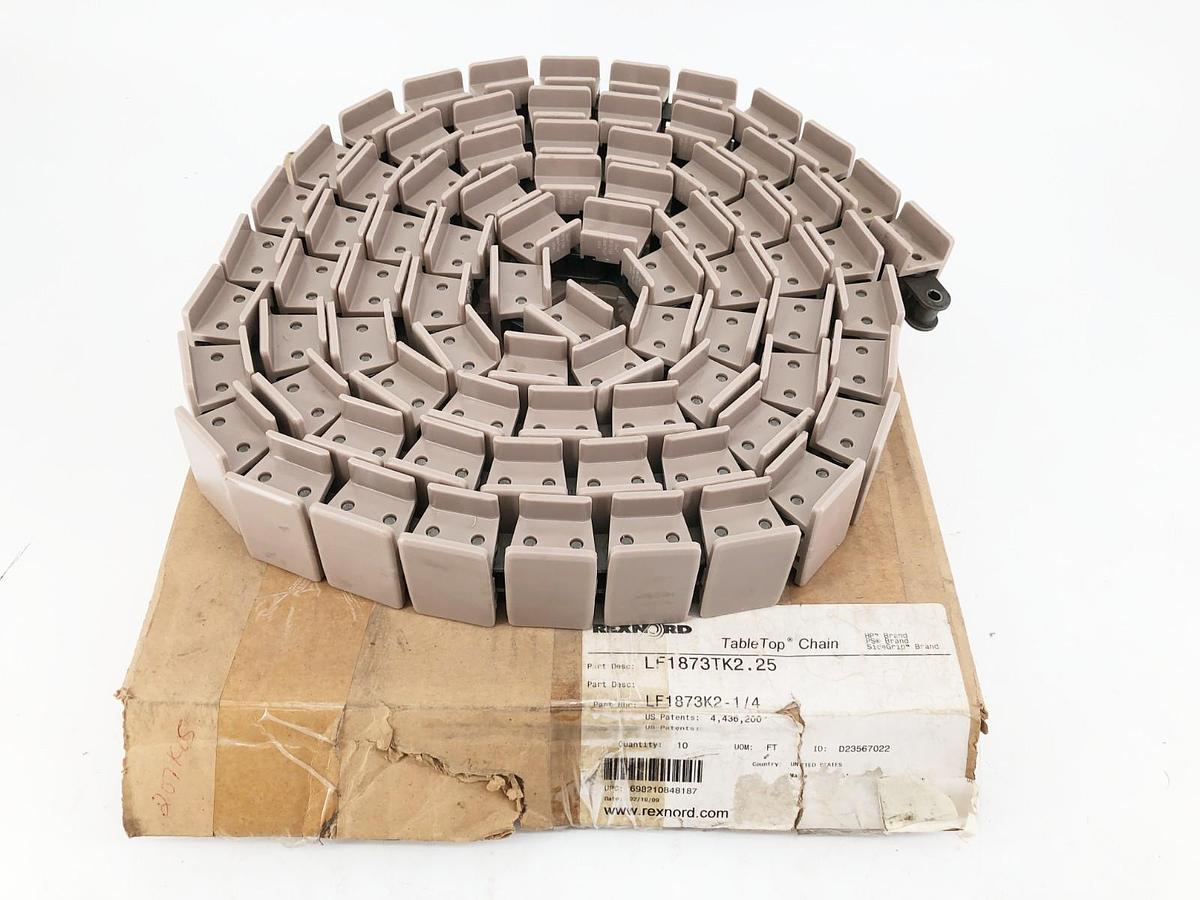 New Rexnord LF1873TK2.25 TableTop Chain 10 FT. LF1873K2-1/4
