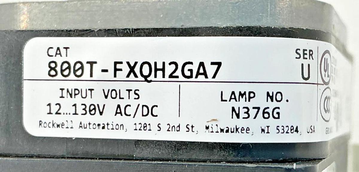 New Allen Bradley 800T-FXQH2GA7 Ser U Push-Pull Device 2Pos Green LED 12-130V
