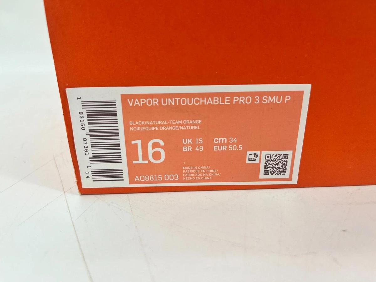 Nike Vapor Untouchable Pro 3 SMU P Black/Orange Size 16 OSU Beavers Cleats