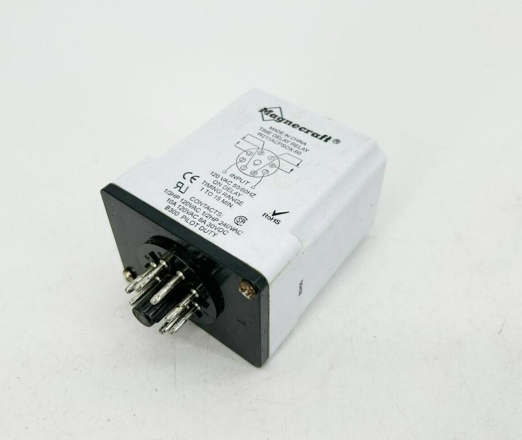 Used Magnecraft W211ACPSOX-60 Time Delay Relay 120VAC 1-15min.
