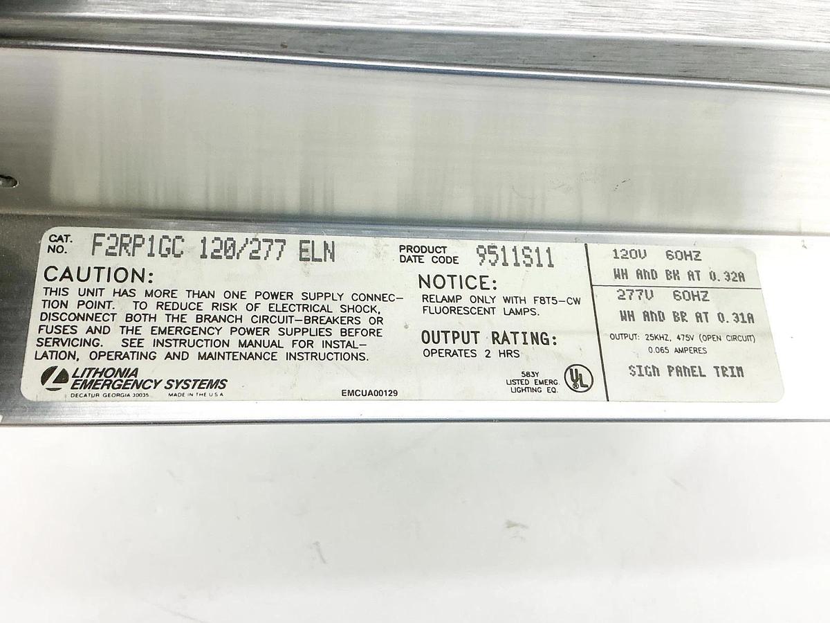 New Lithonia Lighting F2RP1GC Glass LED Exit Sign 120/277V
