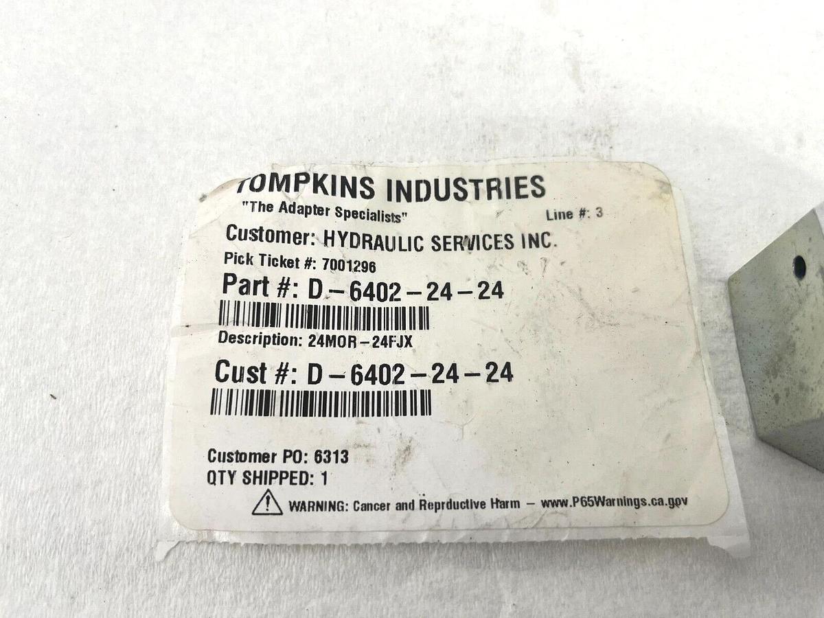 New Tompkins Industries D-6402-24-24 Hydraulic Hose Fitting Adapter