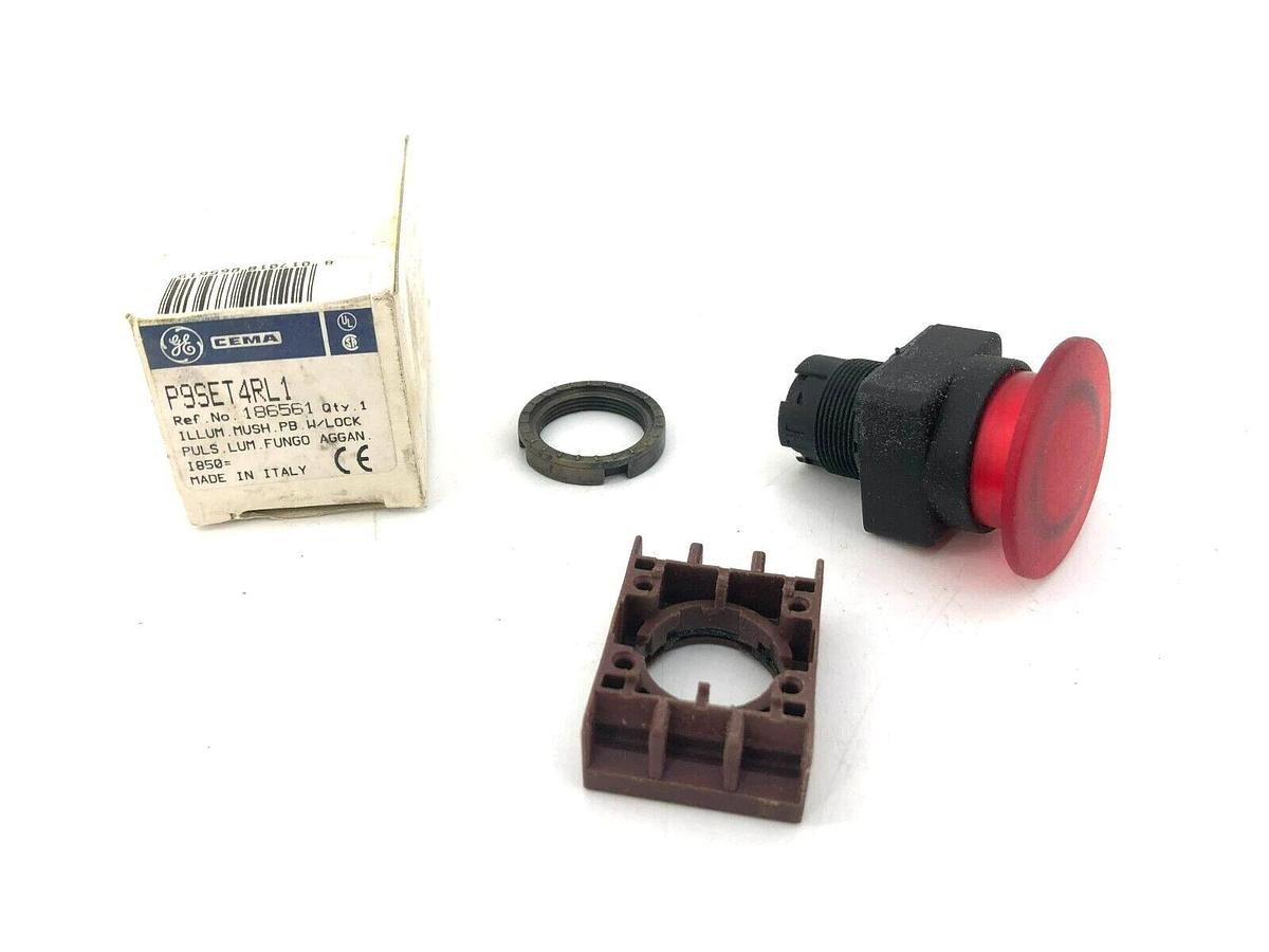 New GE General Electric P9SET4RL1 Mushroom Pushbutton