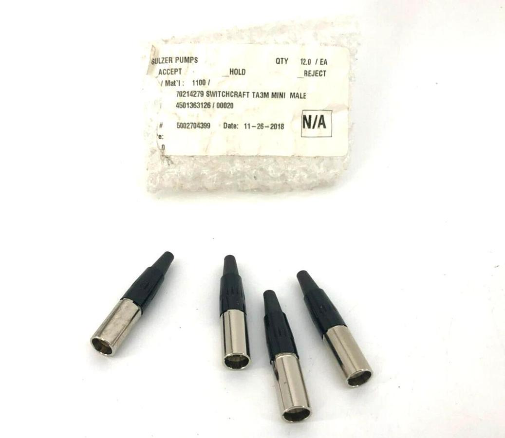Lot of 4 New Switchcraft TA3M Mini XLR Connector Male Cable Mounts