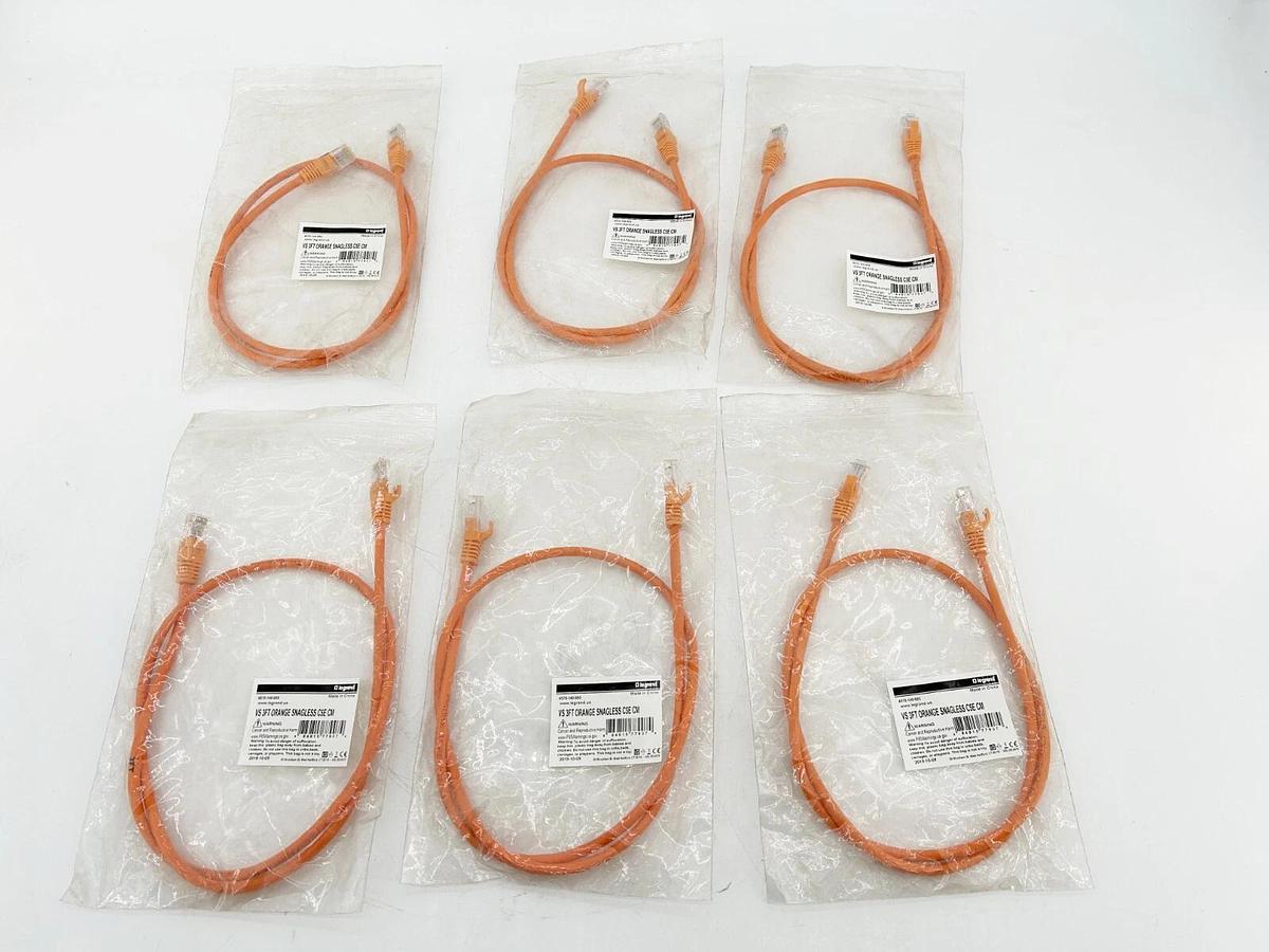 New lot of 6 VS 3FT Orange Snagless C5E CM Cable 24AWG