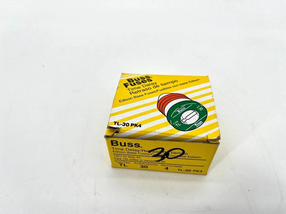 Box of 4 New Bussmann TL-30 Plug Fuses 30A 125VAC Time Delay