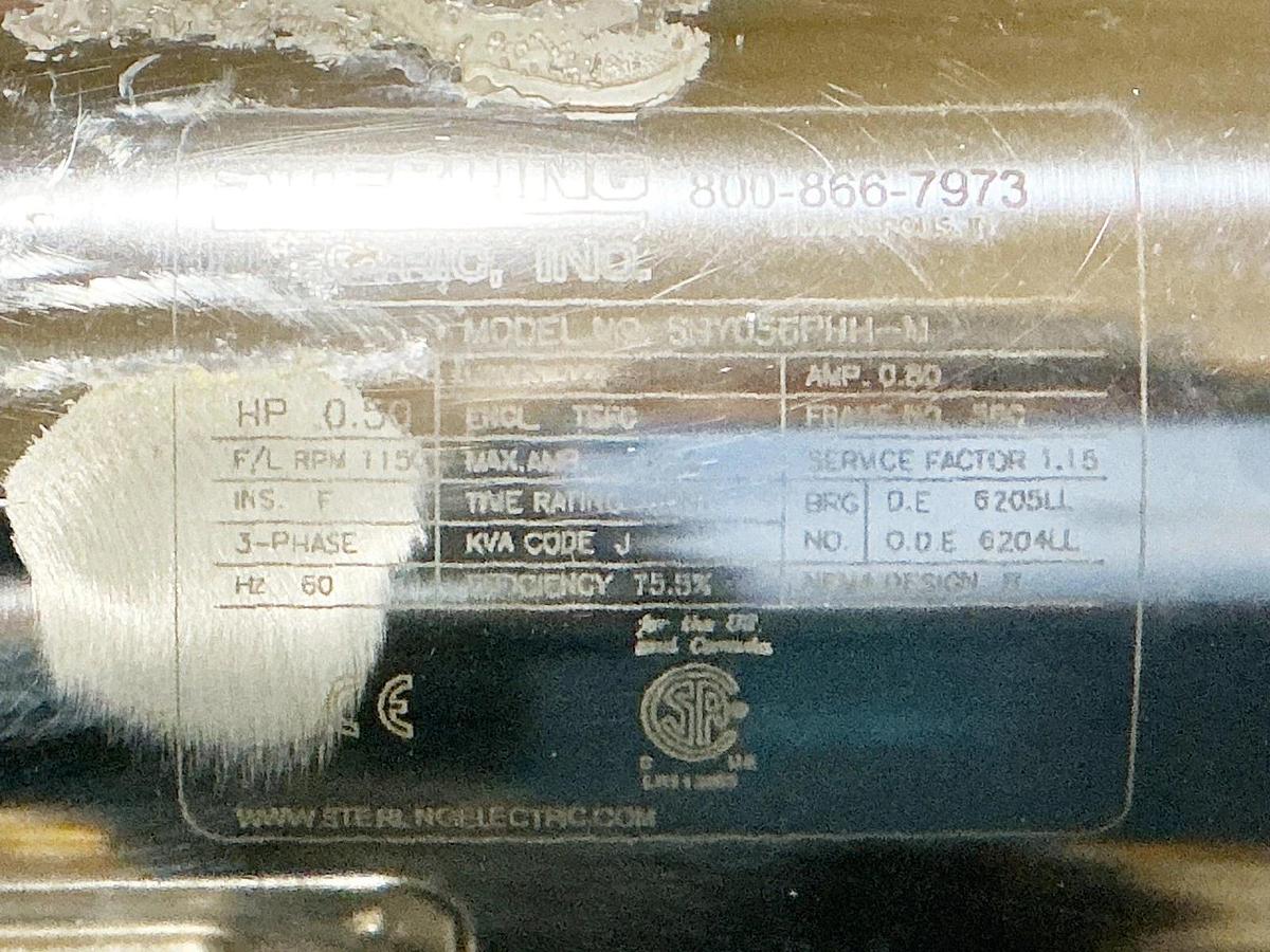 New Sterling SBY056PHH-M Electric Motor 0.5HP 1150RPM 575V 3PH 56C Frame