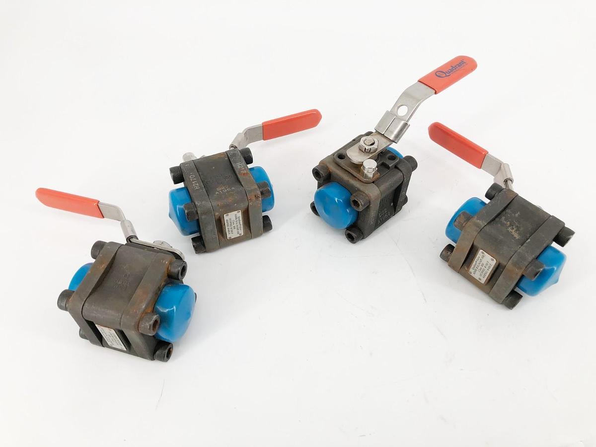 Used Lot of 4 Quadrant M2FCSRGSLWW050 Ball Valves 1/2" Class 800 2000WOG