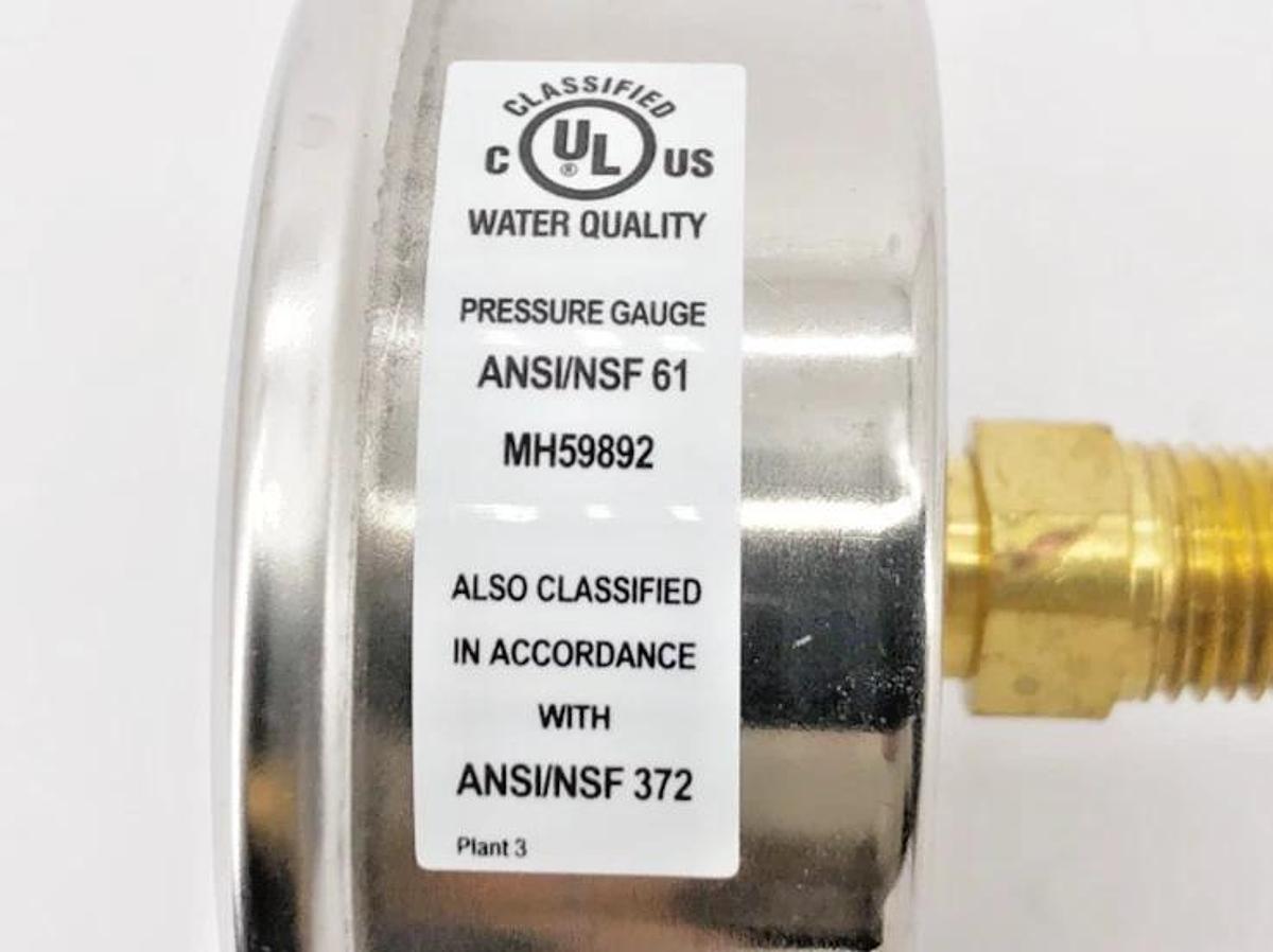 New Trerice D82LFB2502BA60 Pressure Gauge D82LFB 2-1/2" 0-60psi 1/4" NPT CBM