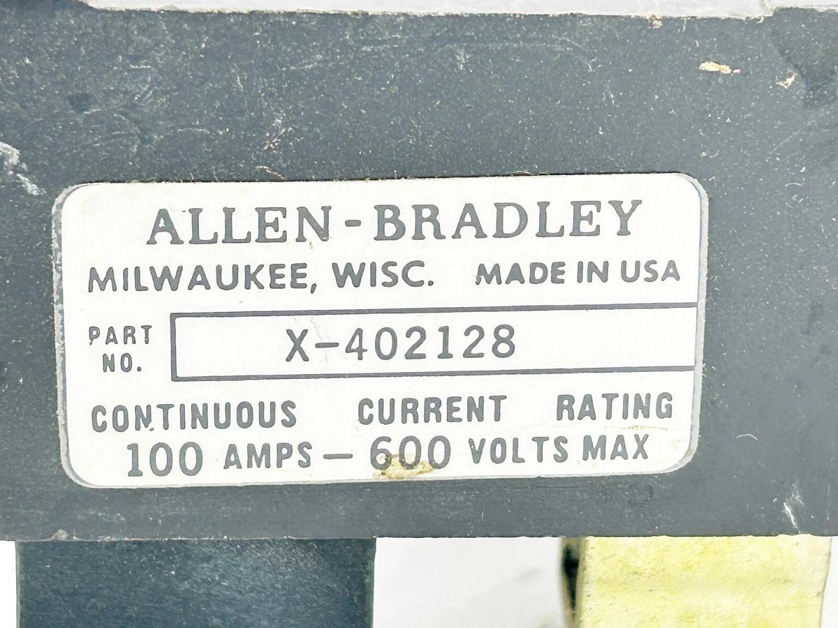 Used Allen Bradley X-402128 Fuse Block Continuous Current Rating 100A 600V