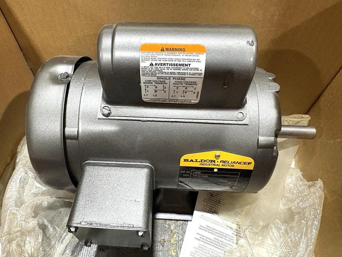 New Baldor L3506 3/4HP TEFC Motor 115/230V Single Phase 3450RPM 56 Frame
