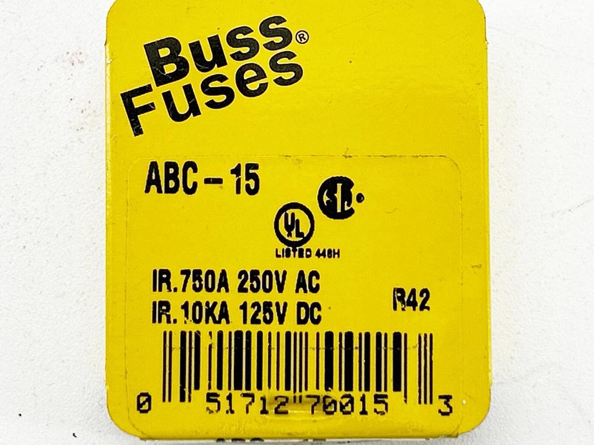 New Lot of 10 Bussmann ABC-15 Fuse 15A