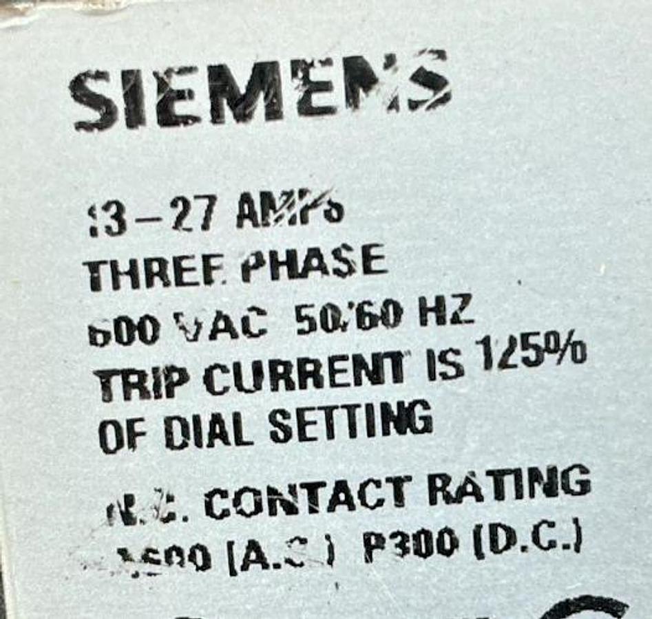 New Siemens 48BSF3M20 Ser C Overload Relay Solid State 3PH 13-27FLA 600V -No Box