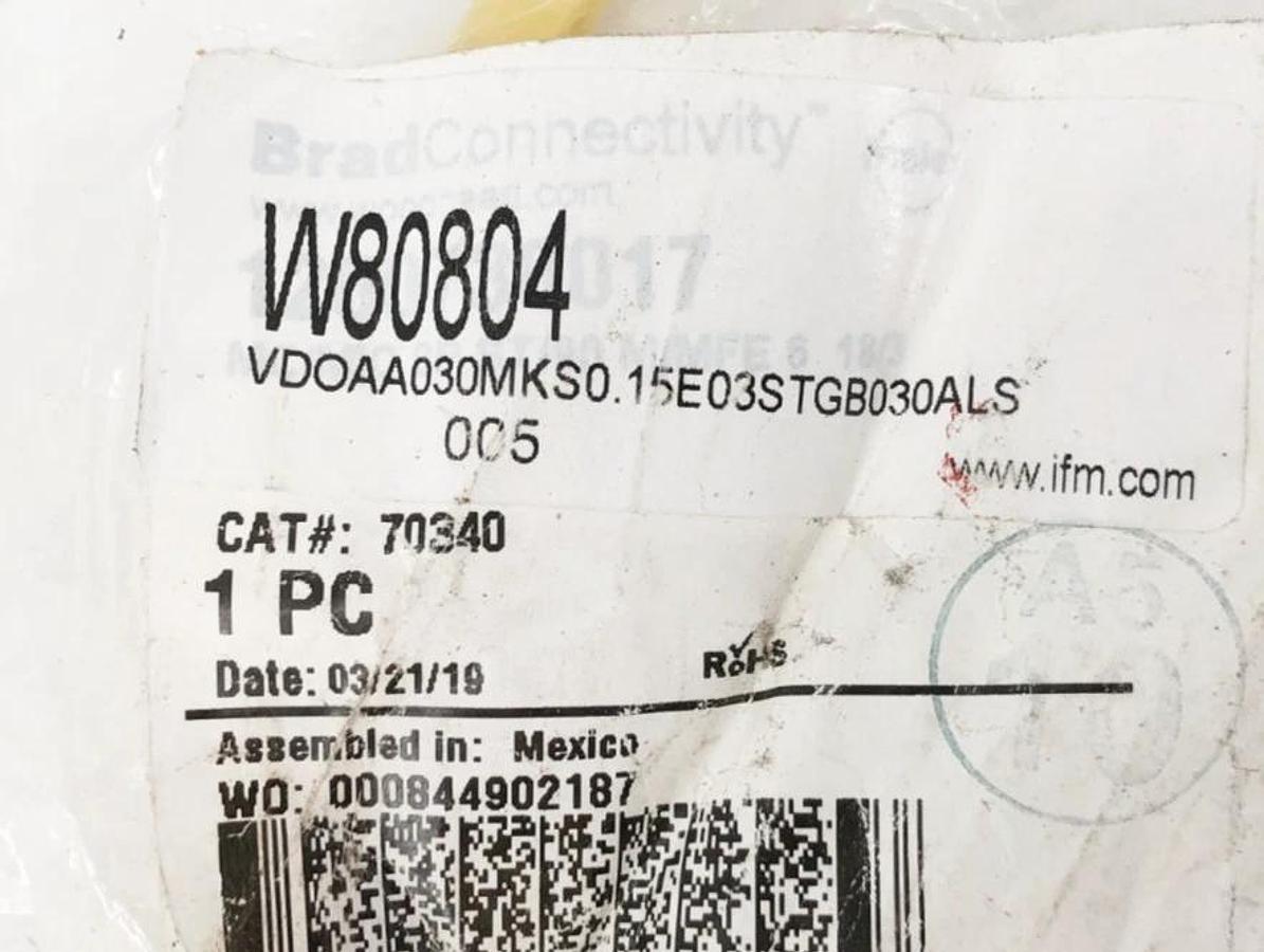 New Brad Connectivity 70340 Cable W80804 VDOAA030MKS0.15E03STGB030ALS