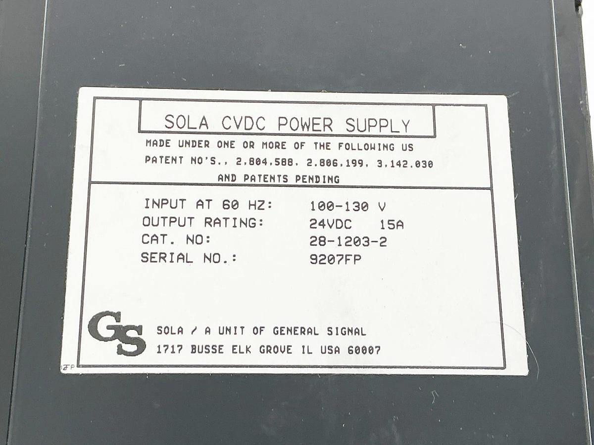 New Sola 28-1203-2 CVDC Power Supply 100-130V 24VDC 15A - No Box