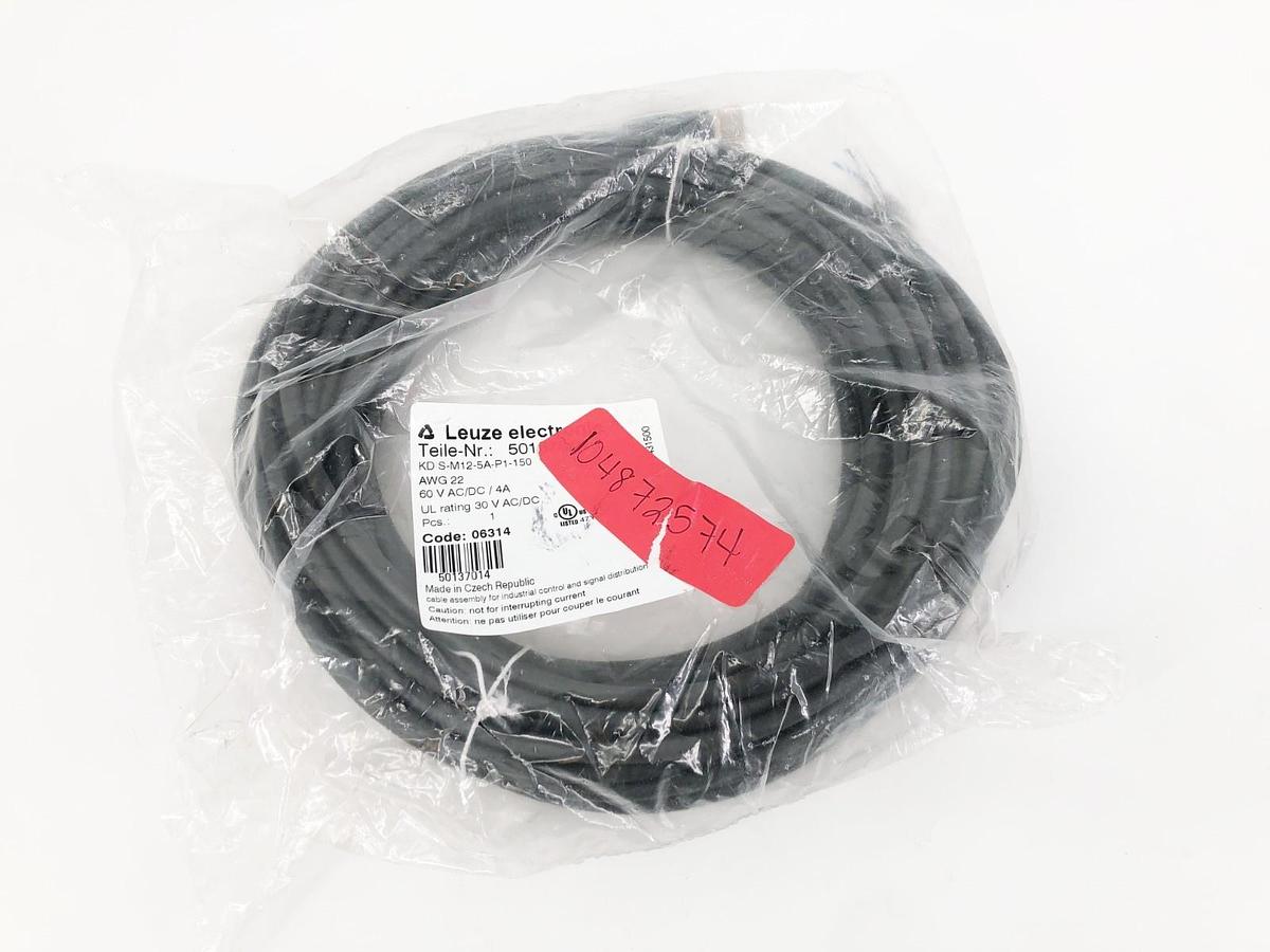 New Leuze KD S-M12-5A-P1-150 Connection Cable 60VAC/DC 4A 50137014