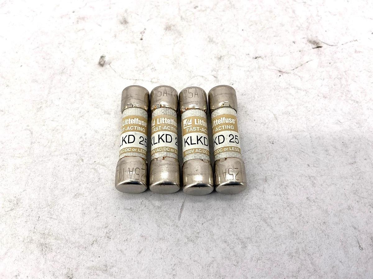 Lot of 4 New Littelfuse KLKD-25 Fast-Acting Fuse 25A 600V