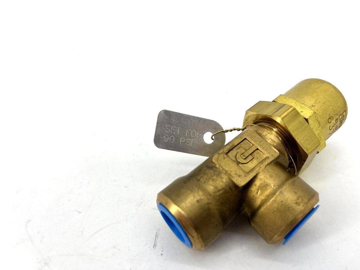 New Parker 637B-3-3/8-2 Brass Relief Valve 90PSI Set Pressure
