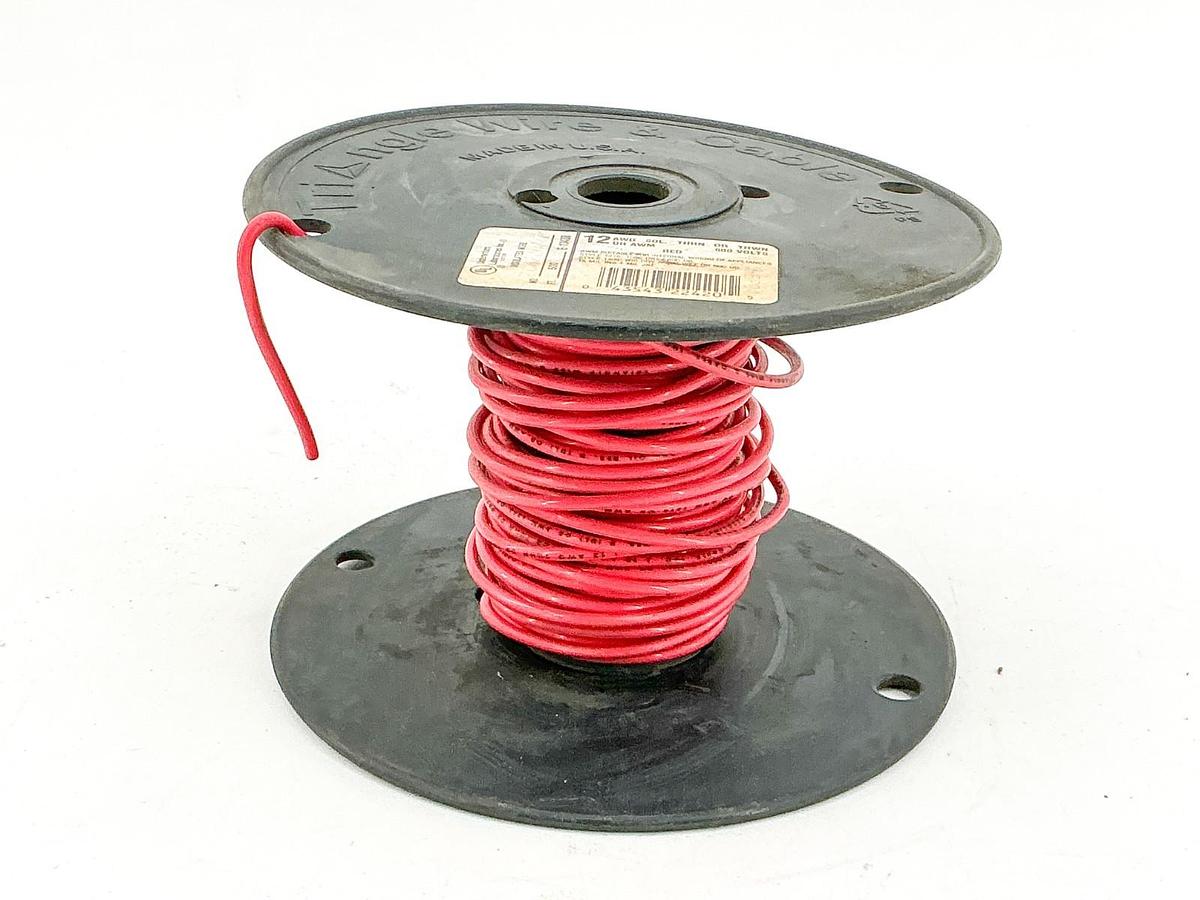 New Triangle Wire E-13488 12AWG SOL. THHN OR THWN OR AWM Wire 600V Red 15+Ft
