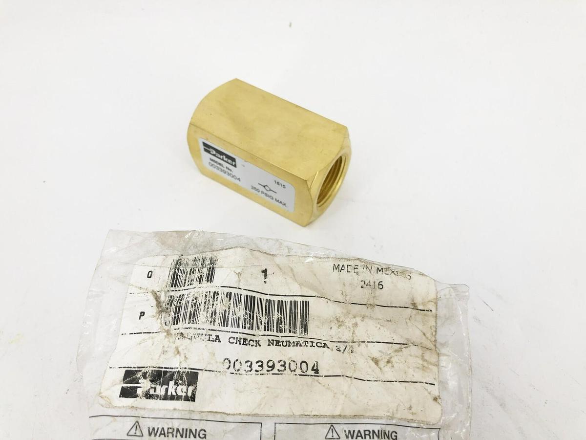 New Parker 003393004 Check Valve 3/4" FNPT 0-250psi