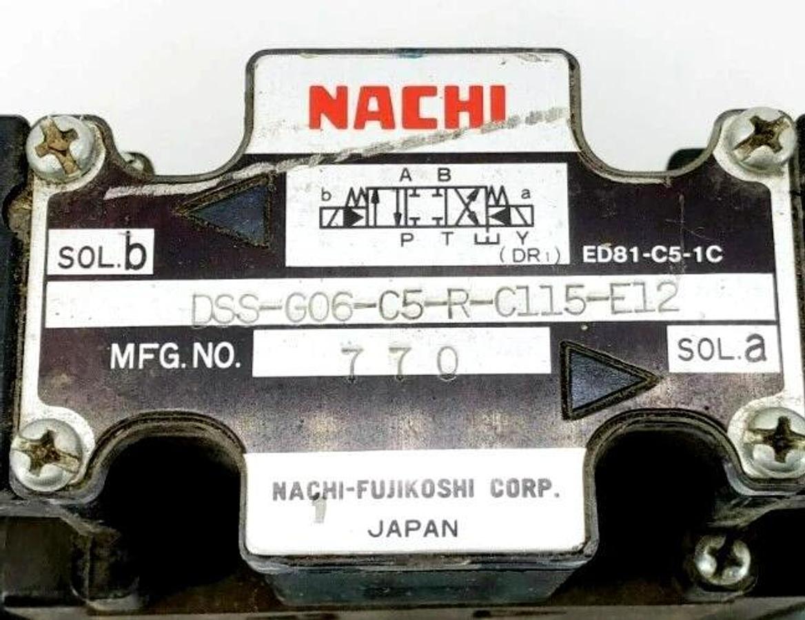 Used Nachi DSS-G06-C5-R-C115-E12 Pilot Operated Directional Control Valve 770