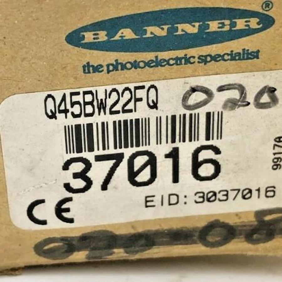 Used Banner Engineering Q45BW22FQ Photoelectric Sensor 90-250VAC 37016
