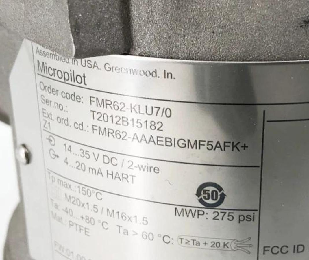 New Endress + Hauser Micropilot FMR62-KLU7/0 Radar Level Transmitter - No Box