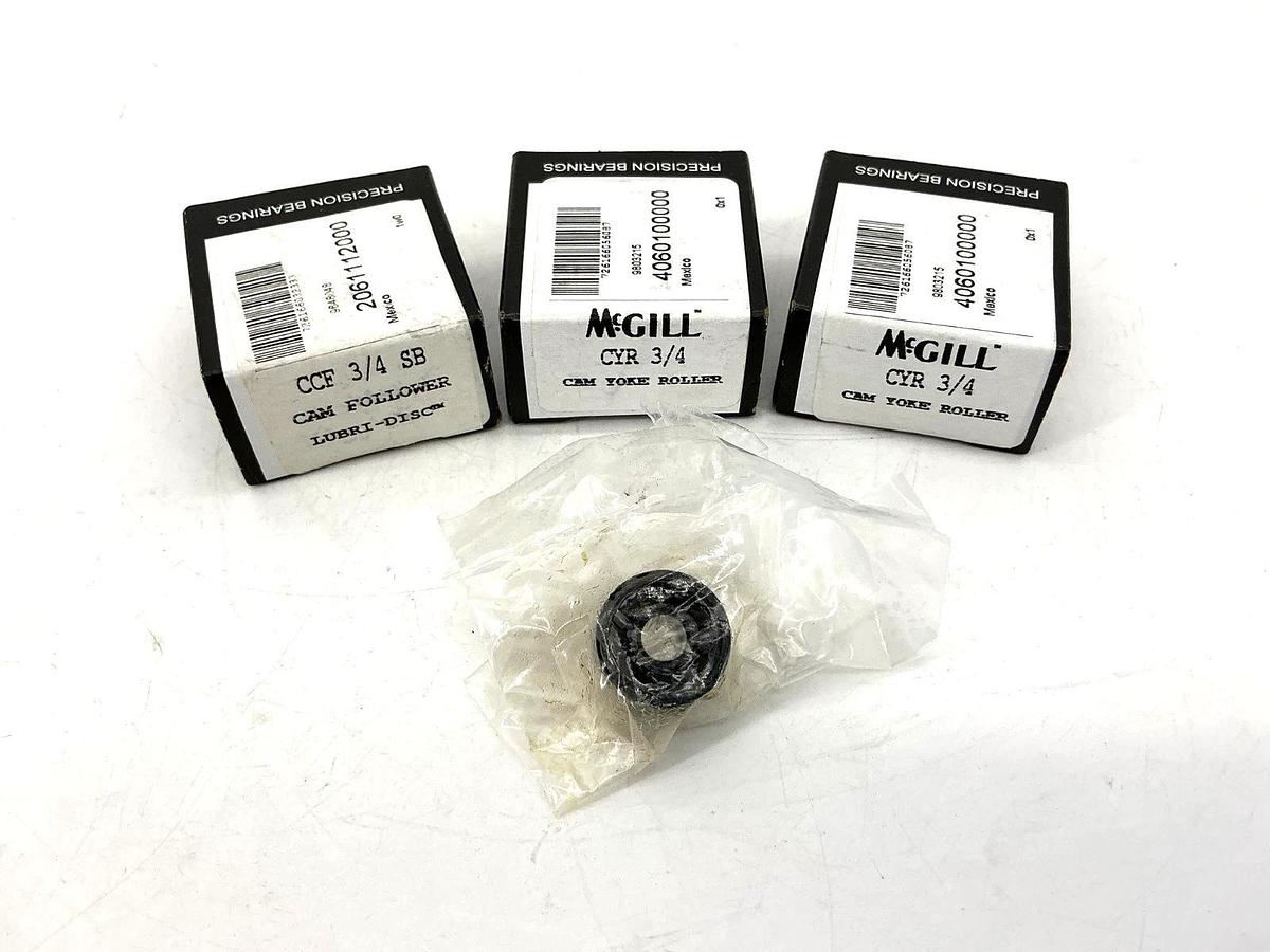 Lot of 3 New McGill CYR-3/4 Cam Yoke Roller Bearing D:0.75" B:0.25" W:0.5"