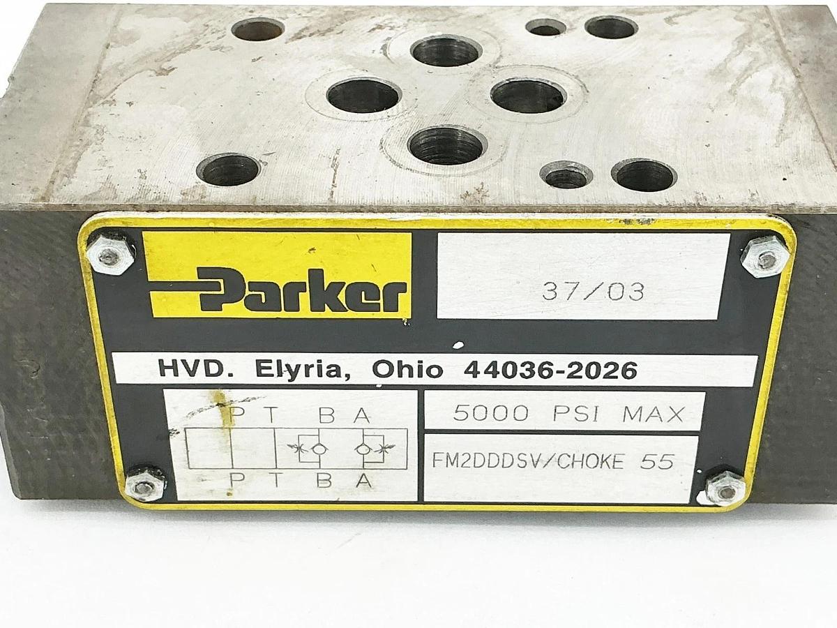 Used Parker FM2DDDSV/CHOKE 55 Flow Control Valve 5000PSI