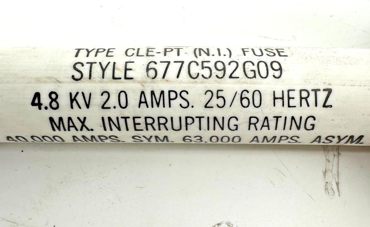 New Westinghouse 677C592G09 Type CLE-PT (NI) Fuse 2A 4.8KV 25/60HZ