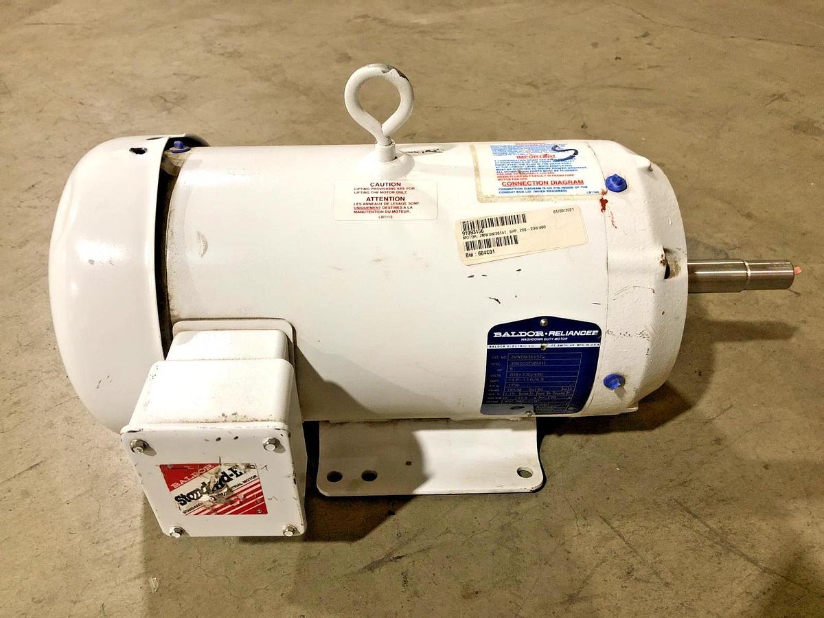New Baldor JMWDM3615T Washdown Motor 5HP 208-230/460V 1750rpm - No Box