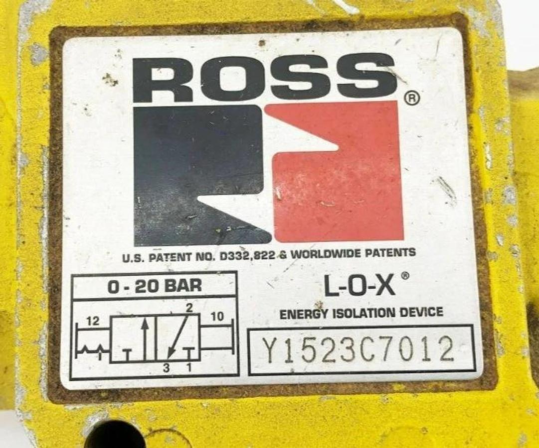 Used Ross Controls Y1523C7012 Manual Lockout L-O-X Valve 1-1.4" Exhaust Port