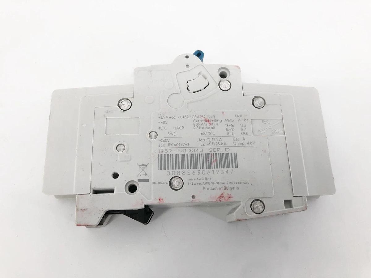 New Allen Bradley 1489-M1D040 Ser. D Circuit Breaker 4A 277VAC 1 Pole - No Box