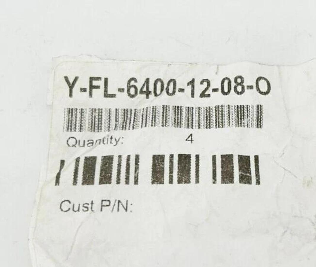 Lot of 4 New Y-FL-6400-12-08-O Adapters, Male Flareless to Male ORing Straight