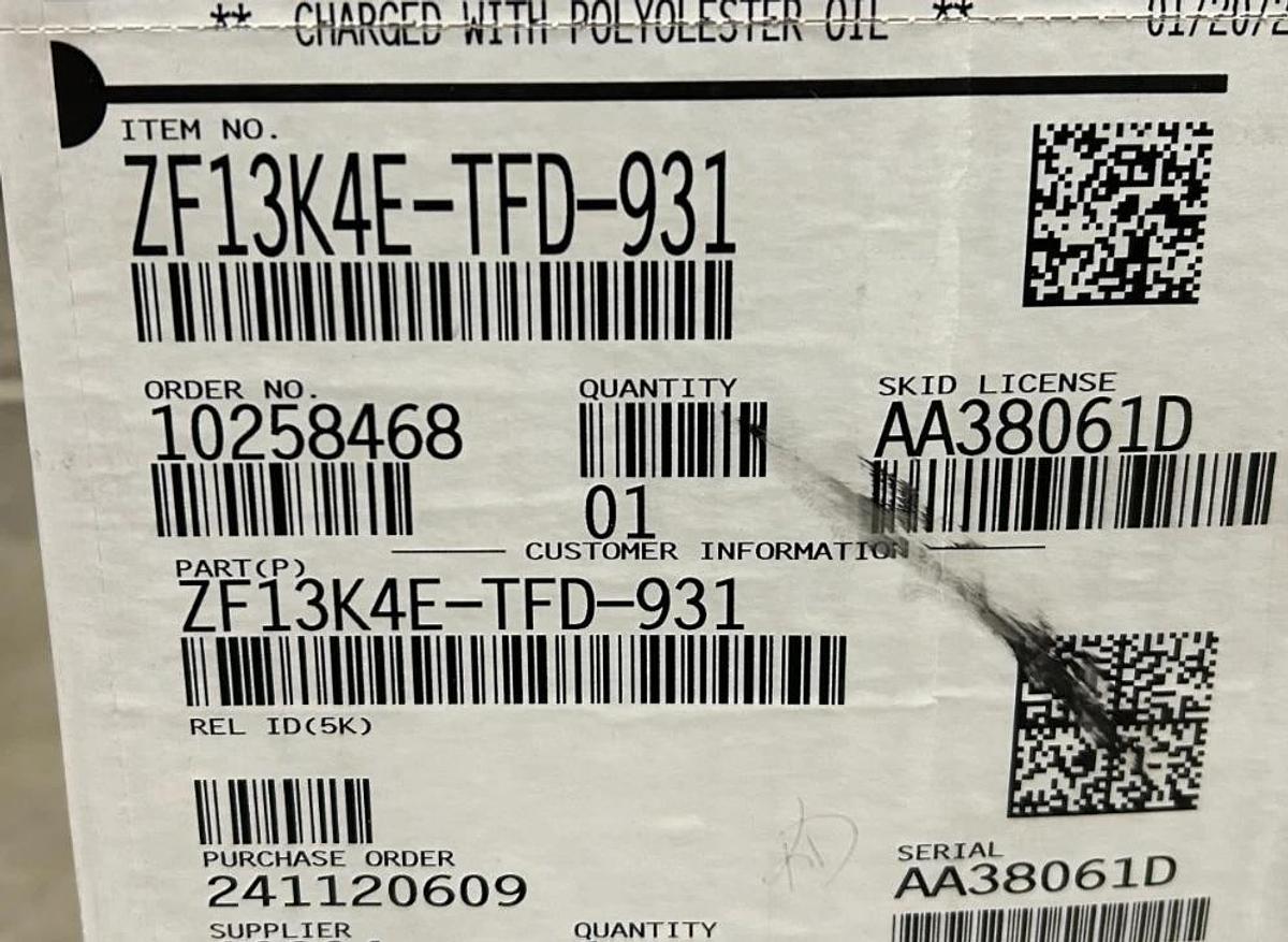 New Copeland ZF13K4E-TFD-931 Scroll Compressor 460V 3PH POE