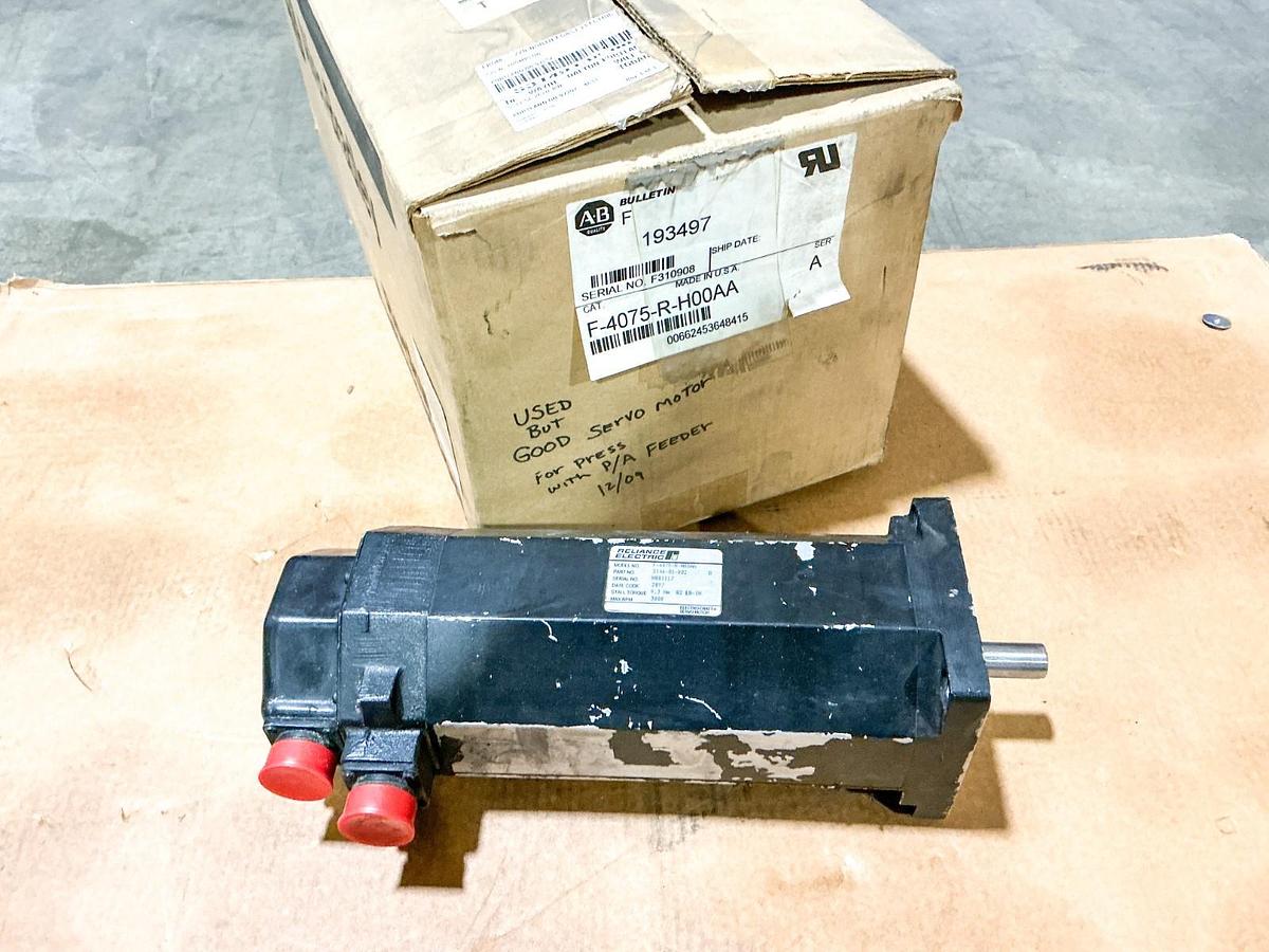 Used Allen Bradley Reliance F-4075-R-H00AA Servo Motor 3000RPM 3PH 2.9 HP 240V