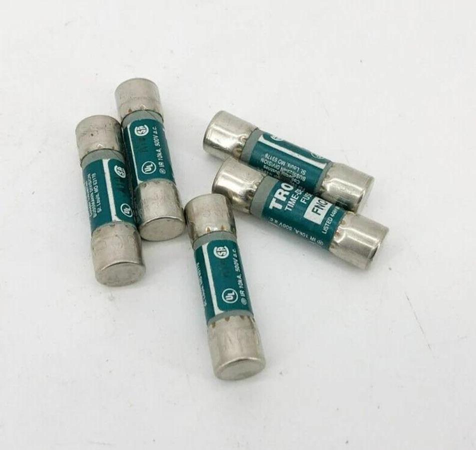 Lot of 5 New Bussmann Tron FNQ-1 Time Delay Fuses 1A 500V