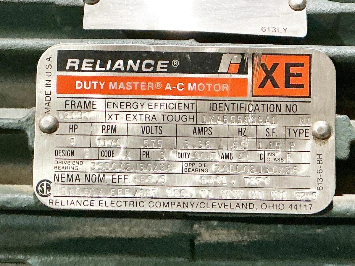 Reliance 1YAB55689A1 Electric Motor 3HP 575V 1170RPM 3Ph 3.36A L213T